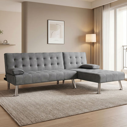 Corner sofa bed reversible Brisk pakoworld fabric with anthracite shade 200x146x75cm