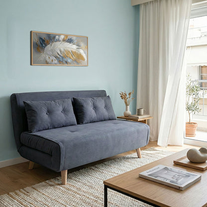 Sofa-bed Josuane I pakoworld two-seater fabric in anthracite  color 122x80x81cm