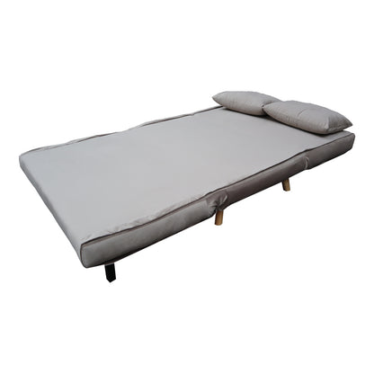 Sofa-bed Josuane I pakoworld two-seater velvet in grey beige color 122x80x81cm