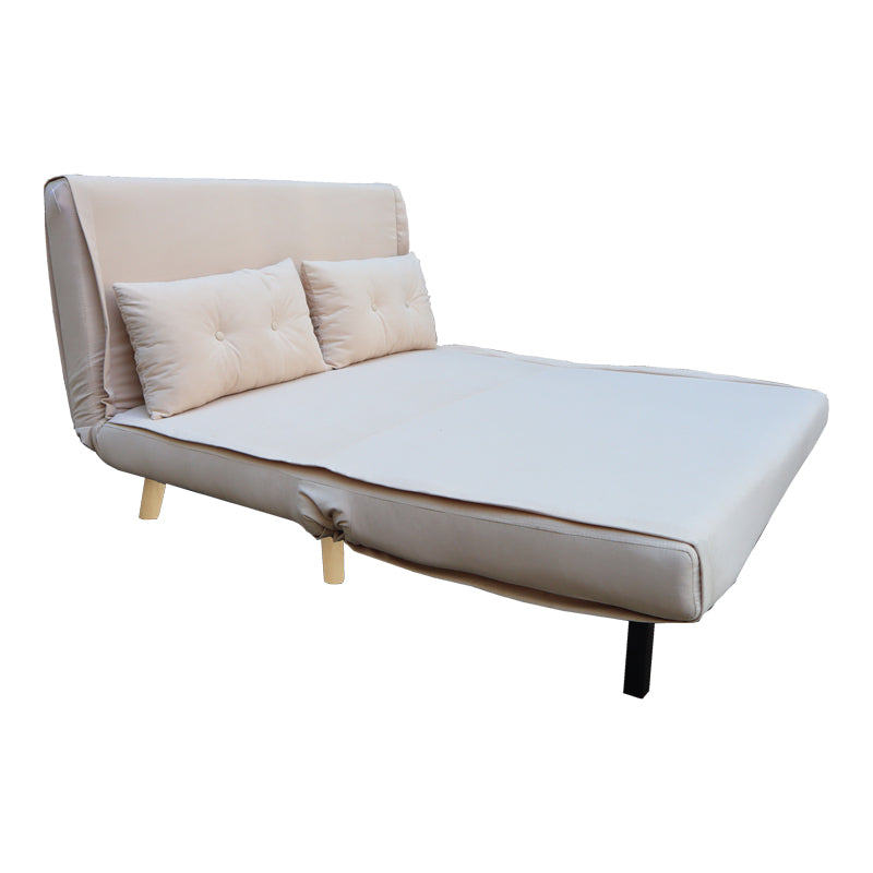 Sofa-bed Josuane I pakoworld two-seater velvet in grey beige color 122x80x81cm