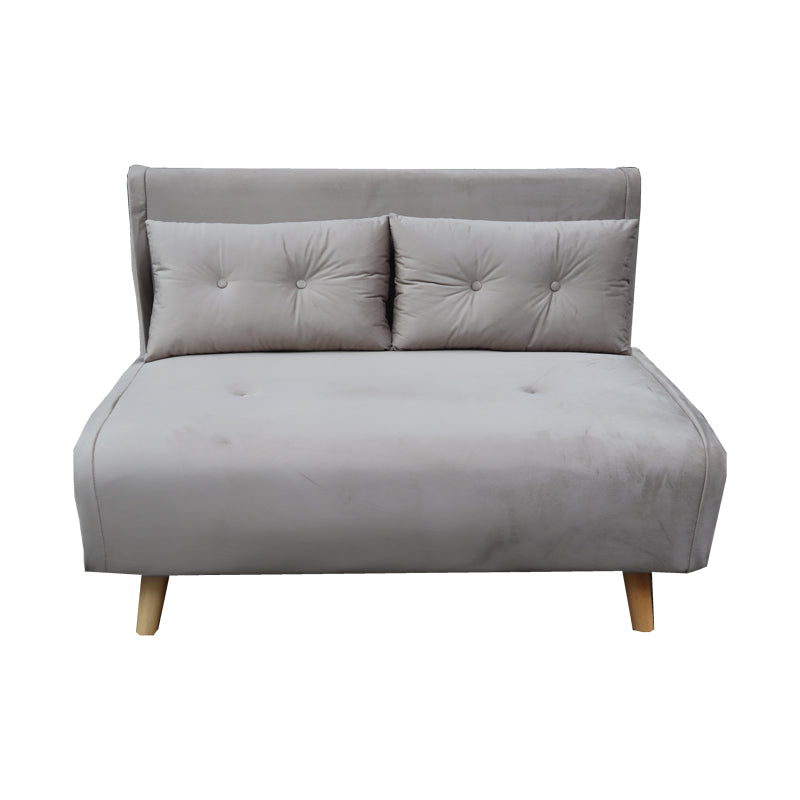 Sofa-bed Josuane I pakoworld two-seater velvet in grey beige color 122x80x81cm