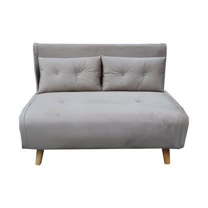 Sofa-bed Josuane I pakoworld two-seater velvet in grey beige color 122x80x81cm