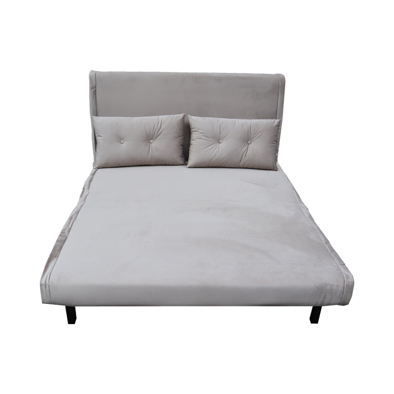 Sofa-bed Josuane I pakoworld two-seater velvet in grey beige color 122x80x81cm