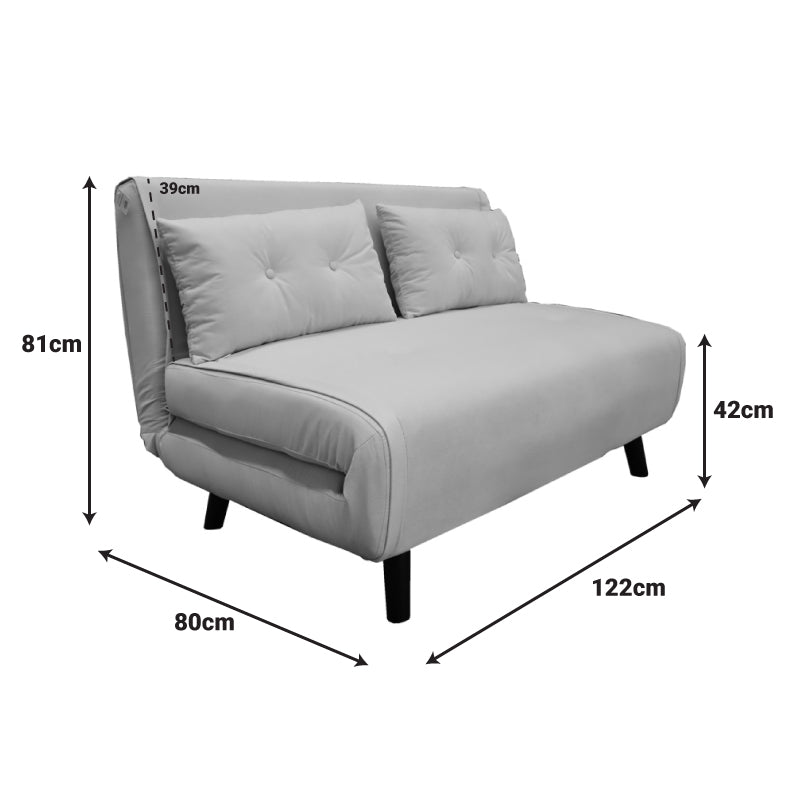 Sofa-bed Josuane I pakoworld two-seater velvet in grey beige color 122x80x81cm