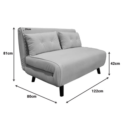 Sofa-bed Josuane I pakoworld two-seater velvet in grey beige color 122x80x81cm