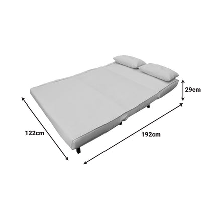 Sofa-bed Josuane I pakoworld two-seater velvet in grey beige color 122x80x81cm