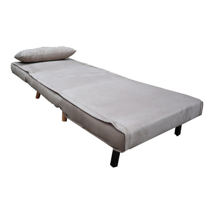 Armchair-bed Josuane I pakoworld velvet in grey beige shade 78x80x81cm