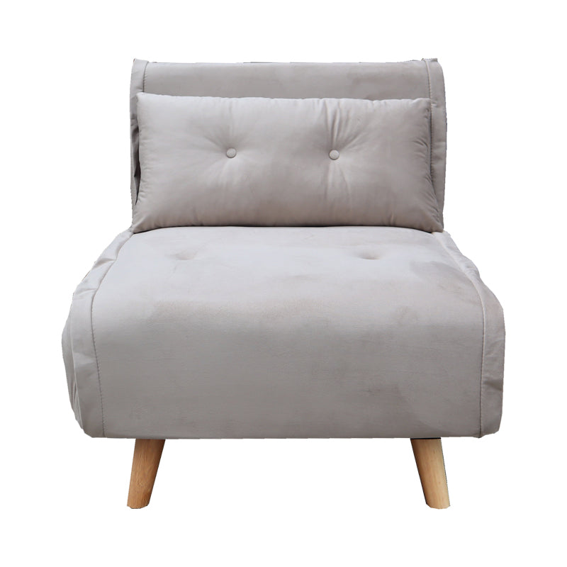 Armchair-bed Josuane I pakoworld velvet in grey beige shade 78x80x81cm
