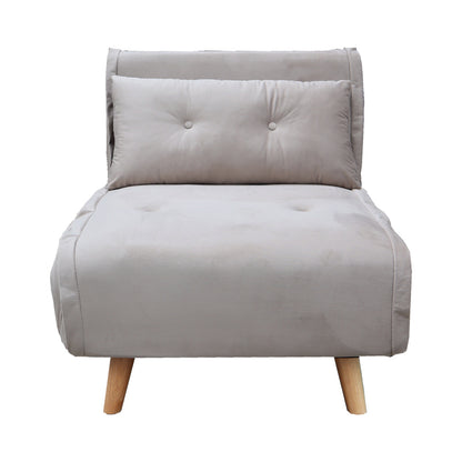 Armchair-bed Josuane I pakoworld velvet in grey beige shade 78x80x81cm