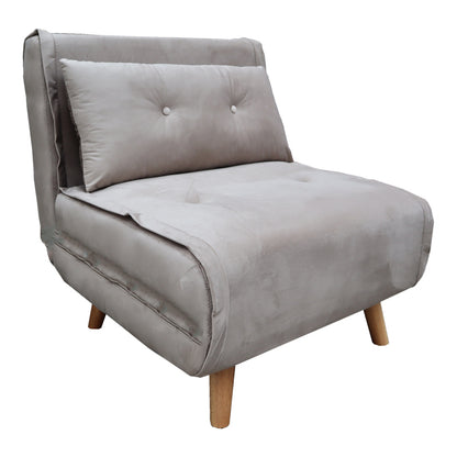 Armchair-bed Josuane I pakoworld velvet in grey beige shade 78x80x81cm