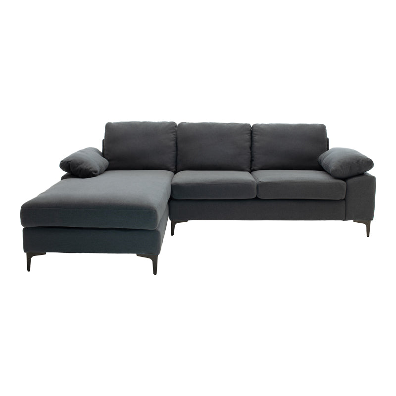 Corner sofa Cohen with right corner fabric dark grey fabric-black metal leg 240x159x83cm