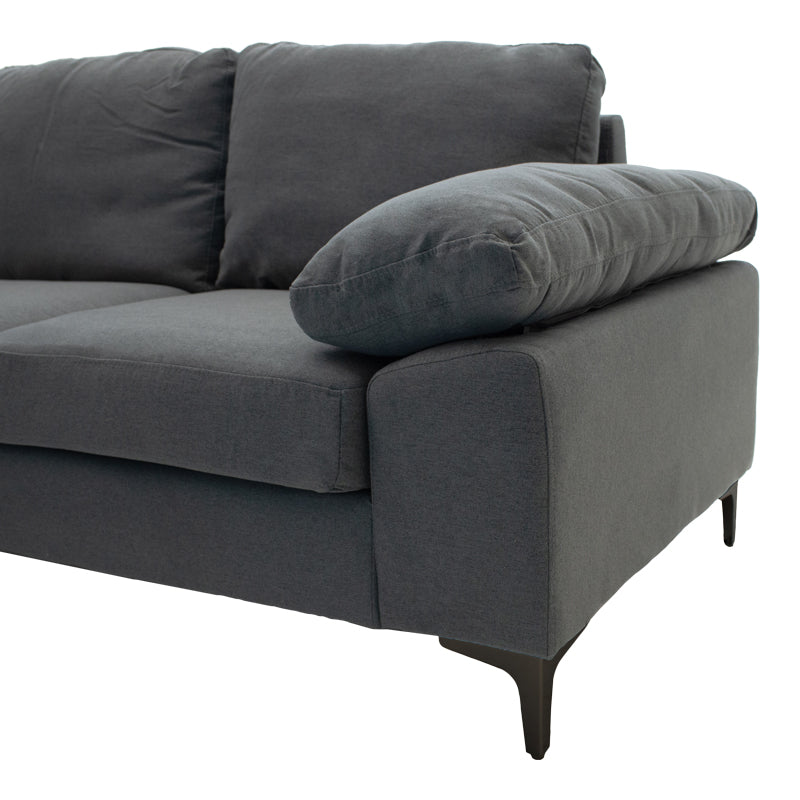 Corner sofa Cohen with right corner fabric dark grey fabric-black metal leg 240x159x83cm