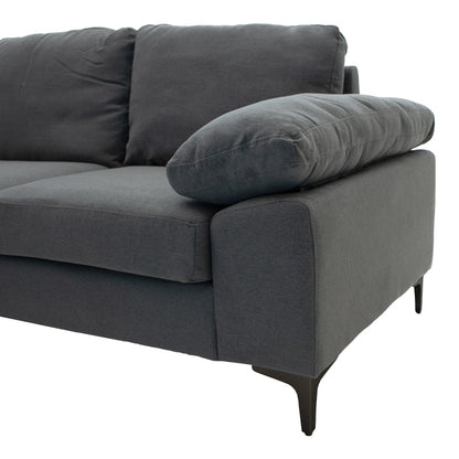 Corner sofa Cohen with right corner fabric dark grey fabric-black metal leg 240x159x83cm