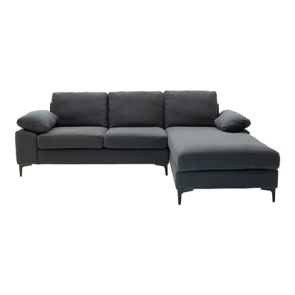 Corner sofa Cohen with left corner fabric dark grey fabric-black metal leg 240x159x83cm