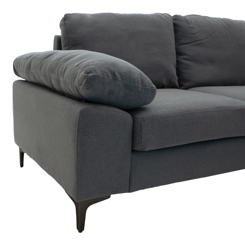 Corner sofa Cohen with left corner fabric dark grey fabric-black metal leg 240x159x83cm