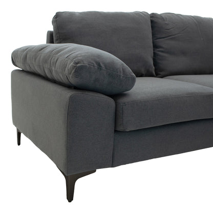 Corner sofa Cohen with left corner fabric dark grey fabric-black metal leg 240x159x83cm