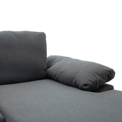 Corner sofa Cohen with left corner fabric dark grey fabric-black metal leg 240x159x83cm