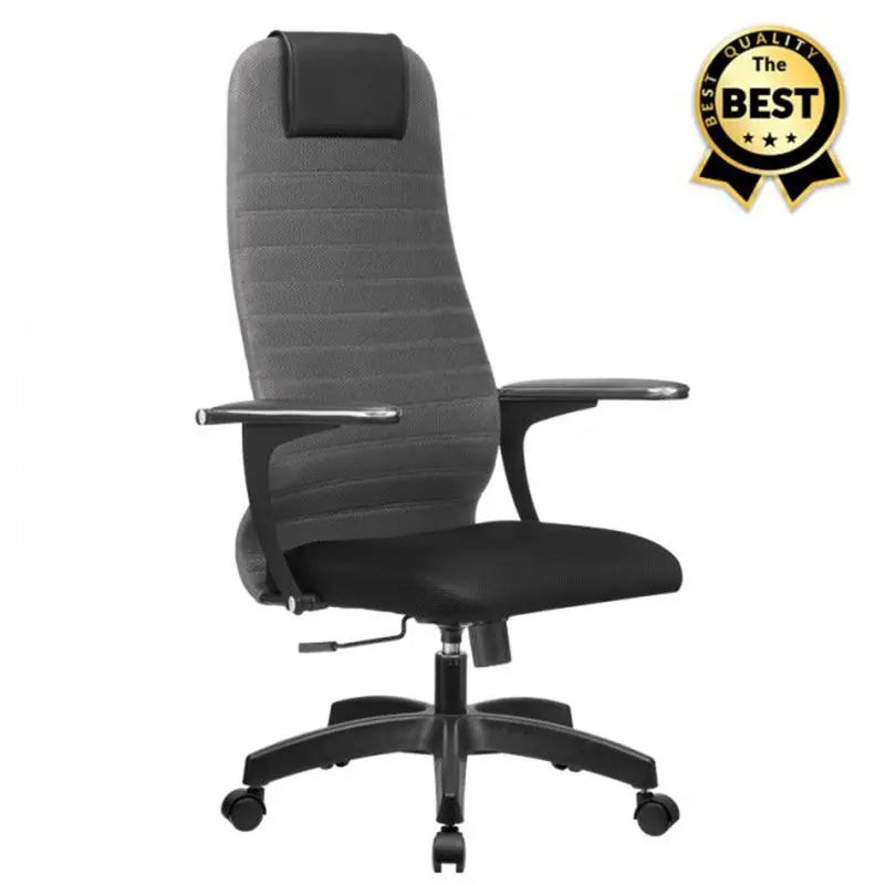 Офис стол сиво-черен плат 66,5x70x123 /133 см