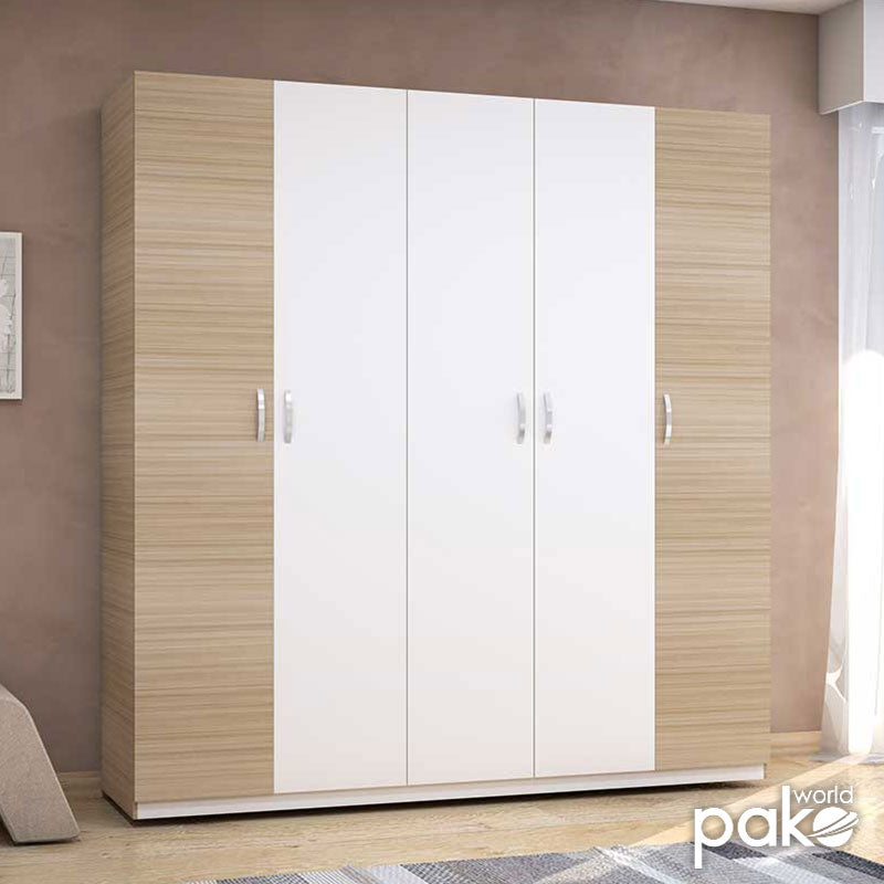 Wardrobe Drum pakoworld with 5 doors in oak-white colour 200x53x209cm