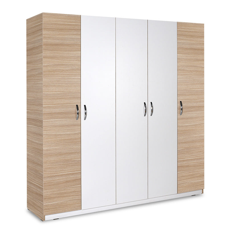 Wardrobe Drum pakoworld with 5 doors in oak-white colour 200x53x209cm