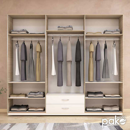 Wardrobe Drum pakoworld with 6 doors in oak-white colour 240x53x209cm