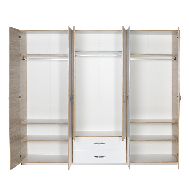 Wardrobe Drum pakoworld with 6 doors in oak-white colour 240x53x209cm
