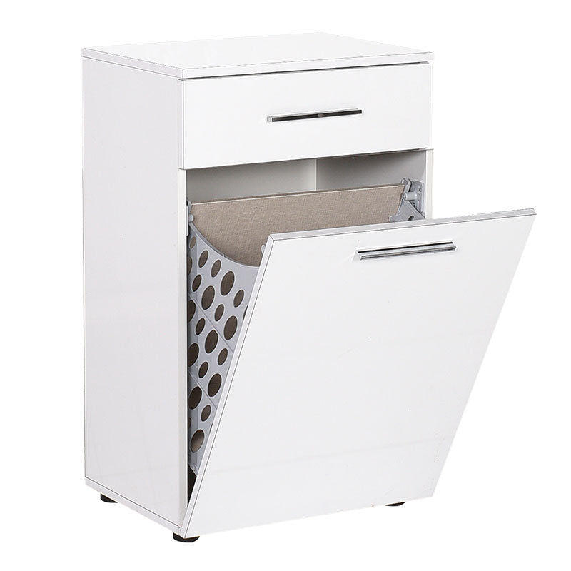 Bathroom cabinet Chad pakoworld with laundry basket in white gloss color 52x38x83cm