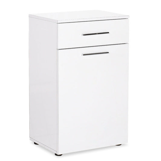 Bathroom cabinet Chad pakoworld with laundry basket in white gloss color 52x38x83cm