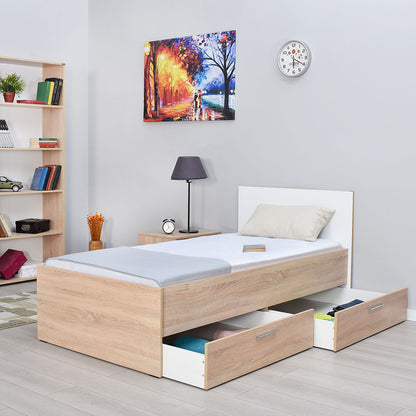 Bed Maeve pakoworld with storage space in white sonoma 90x190cm