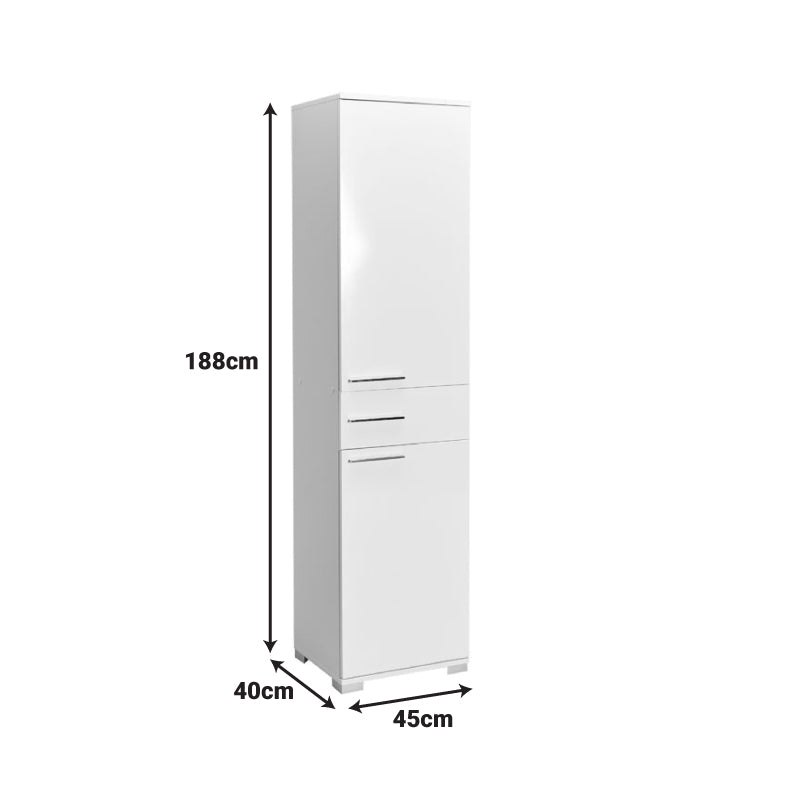Chad wardrobe with drawers white gloss 45x40x188cm
