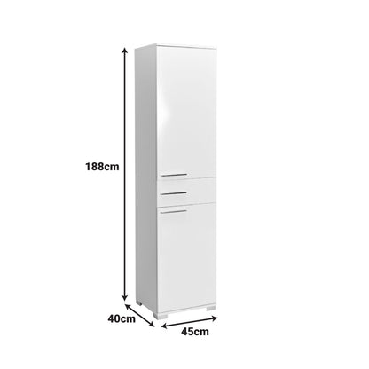 Chad wardrobe with drawers white gloss 45x40x188cm