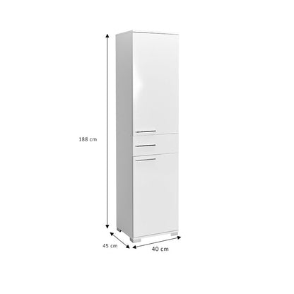 Chad pakoworld wardrobe with drawers white gloss 45x40x188cm