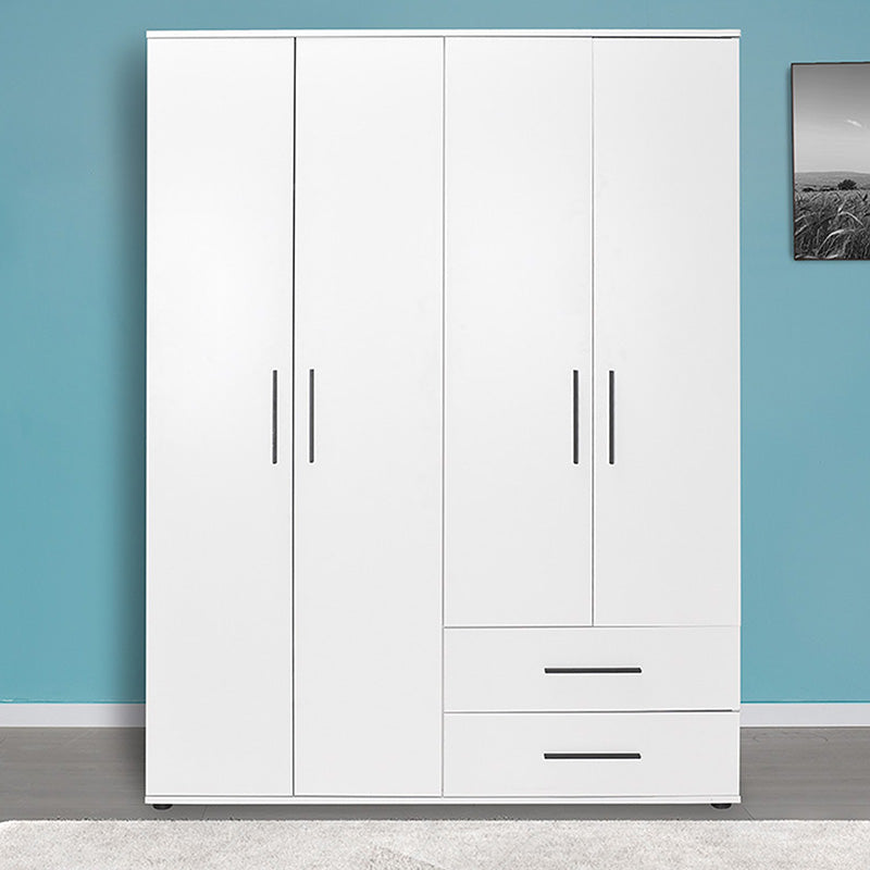 Wardrobe with 4 doors and drawers Dynamic pakoworld white colour 137x52x187cm