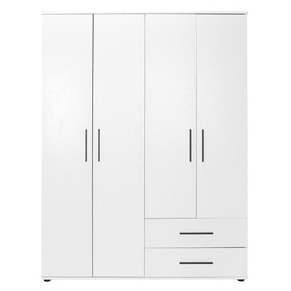 Wardrobe with 4 doors and drawers Dynamic pakoworld white colour 137x52x187cm