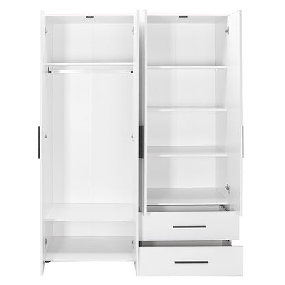 Wardrobe with 4 doors and drawers Dynamic pakoworld white colour 137x52x187cm