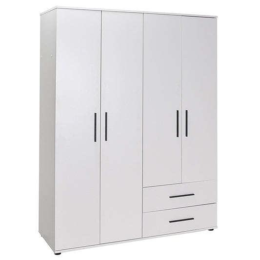 Wardrobe with 4 doors and drawers Dynamic pakoworld white colour 137x52x187cm