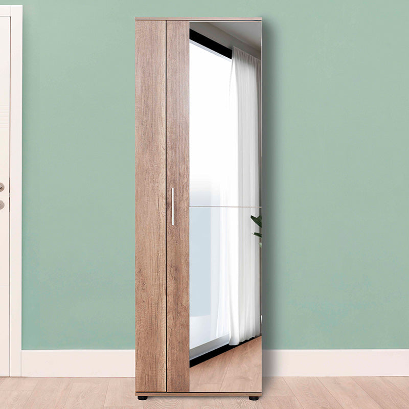 Entrance furniture-shoe cabinet Porto pakoworld with mirror 25 pairs natural 60x36x187cm