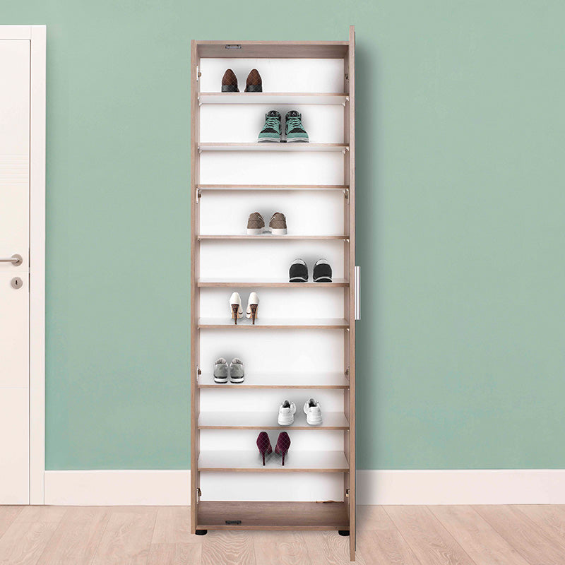 Entrance furniture-shoe cabinet Porto pakoworld with mirror 25 pairs natural 60x36x187cm