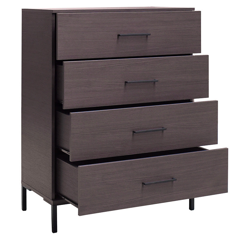 Chest f 4 drawers Calliope pakoworld in wenge-black colour 80x44x108cm