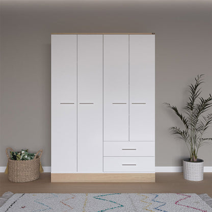Harmony pakoworld four-door wardrobe in oak-white shade 137x52x198cm