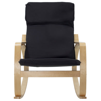 Rocking Armchair Zenia  pakoworld fabric black-natural wooden frame