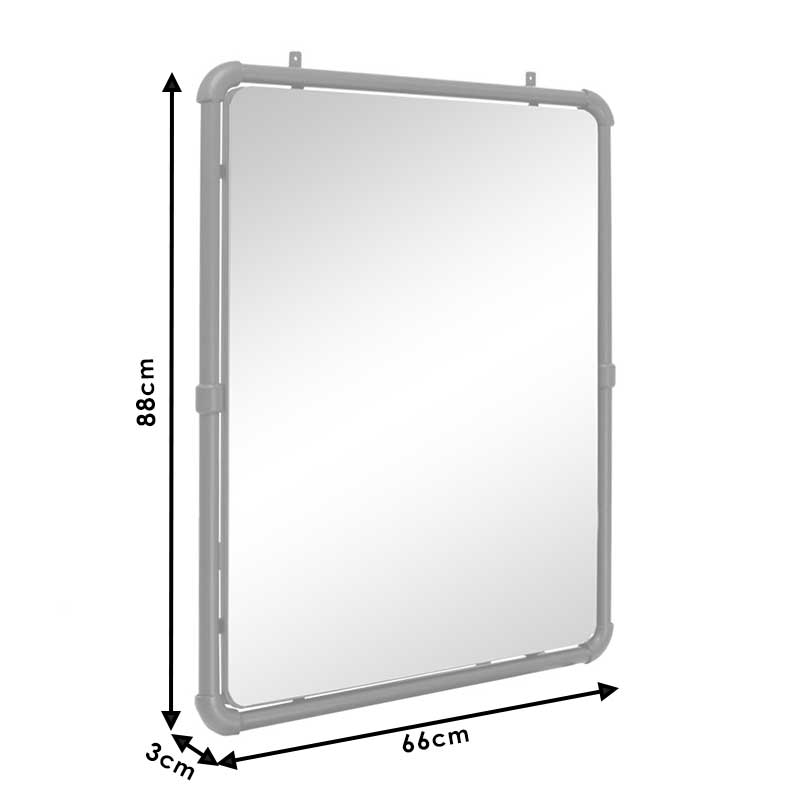 Tube Mirror with brown metal frame 66x3x88cm