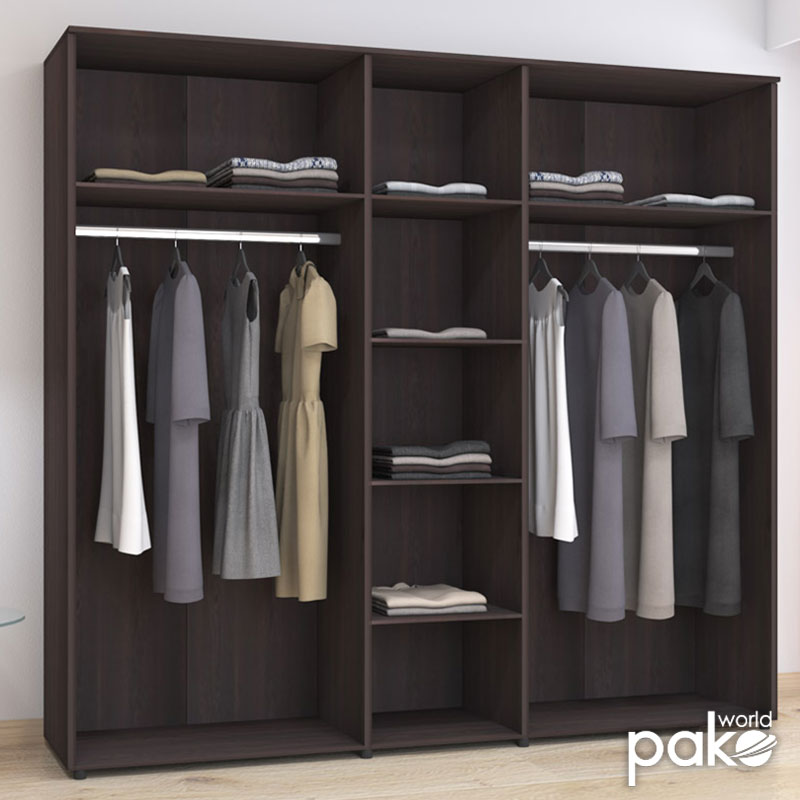 Five-door wardrobe Luna pakoworld  with mirror in wenge color 220x52x200cm