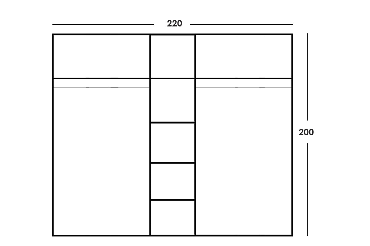 Five-door wardrobe Luna pakoworld  with mirror in wenge color 220x52x200cm