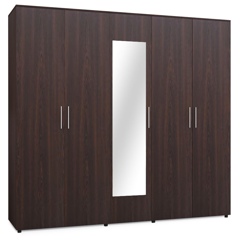 Five-door wardrobe Luna pakoworld  with mirror in wenge color 220x52x200cm