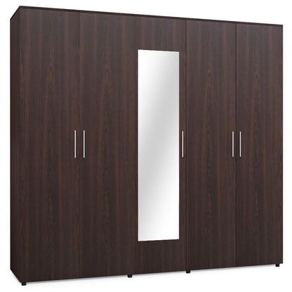 Five-door wardrobe Luna pakoworld  with mirror in wenge color 220x52x200cm