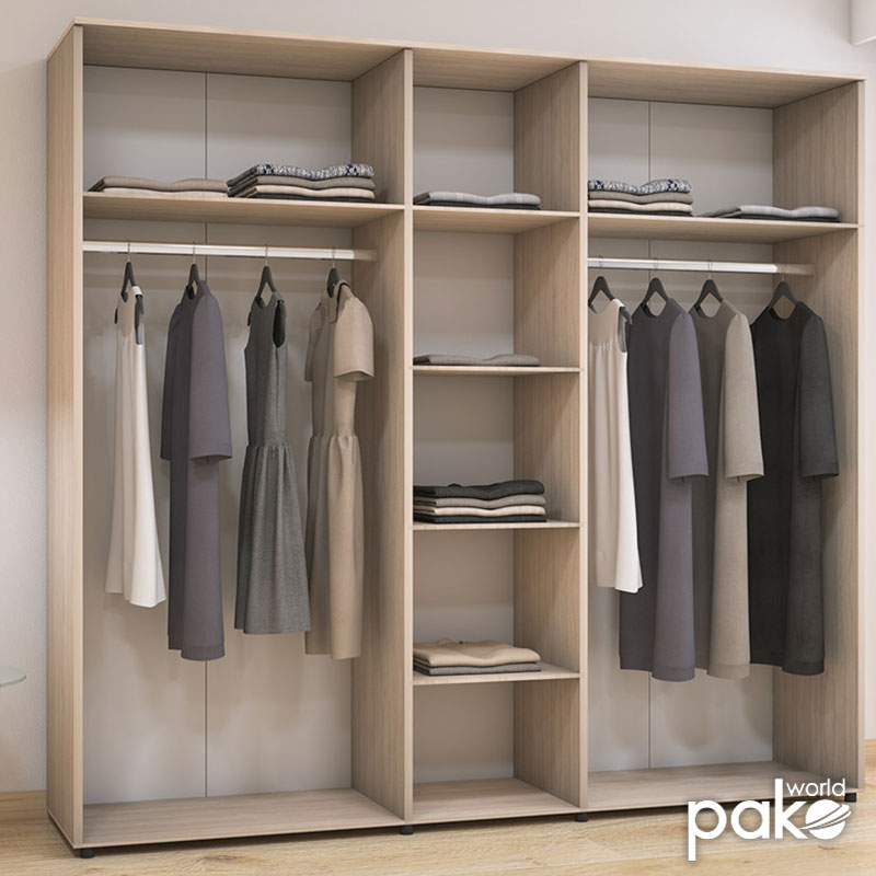 Five-door wardrobe Luna pakoworld with mirror in astra color 220x52x200cm