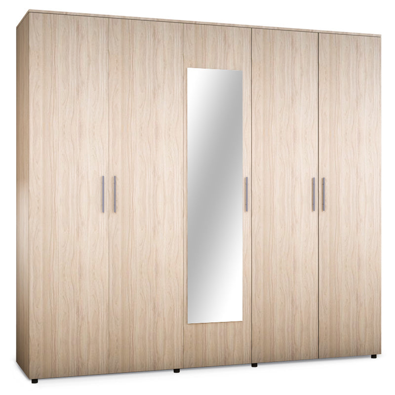 Five-door wardrobe Luna pakoworld with mirror in astra color 220x52x200cm