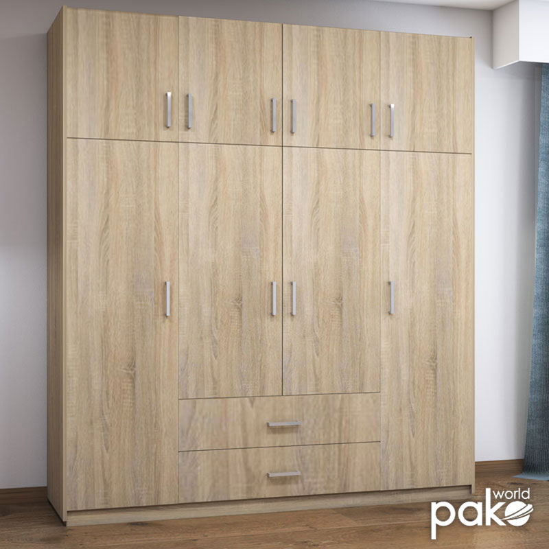 4 Door wardrobe Royal pakoworld with loff sonoma 200x58x230