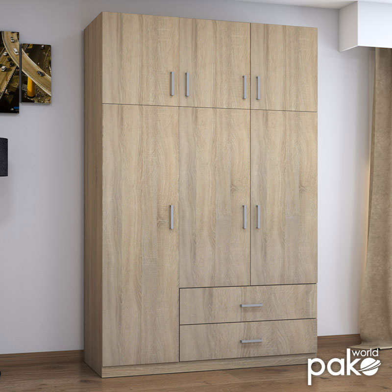 3 Door wardrobe Royal pakoworld with loft sonoma 150x58x230